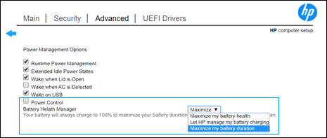 HP Maximize my battery duration
