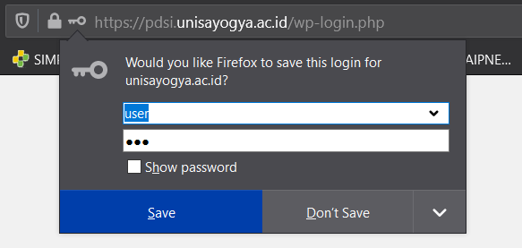 simpan password ke browser