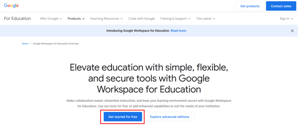 Mendaftar di Edu Workspace Google